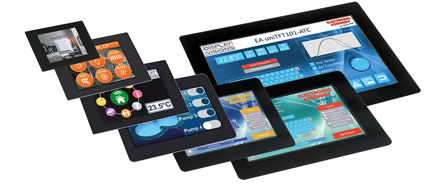 Écrans IHM intelligents avec PCAP-Touch à encastrer avec USB, RS232, SPI, I²C