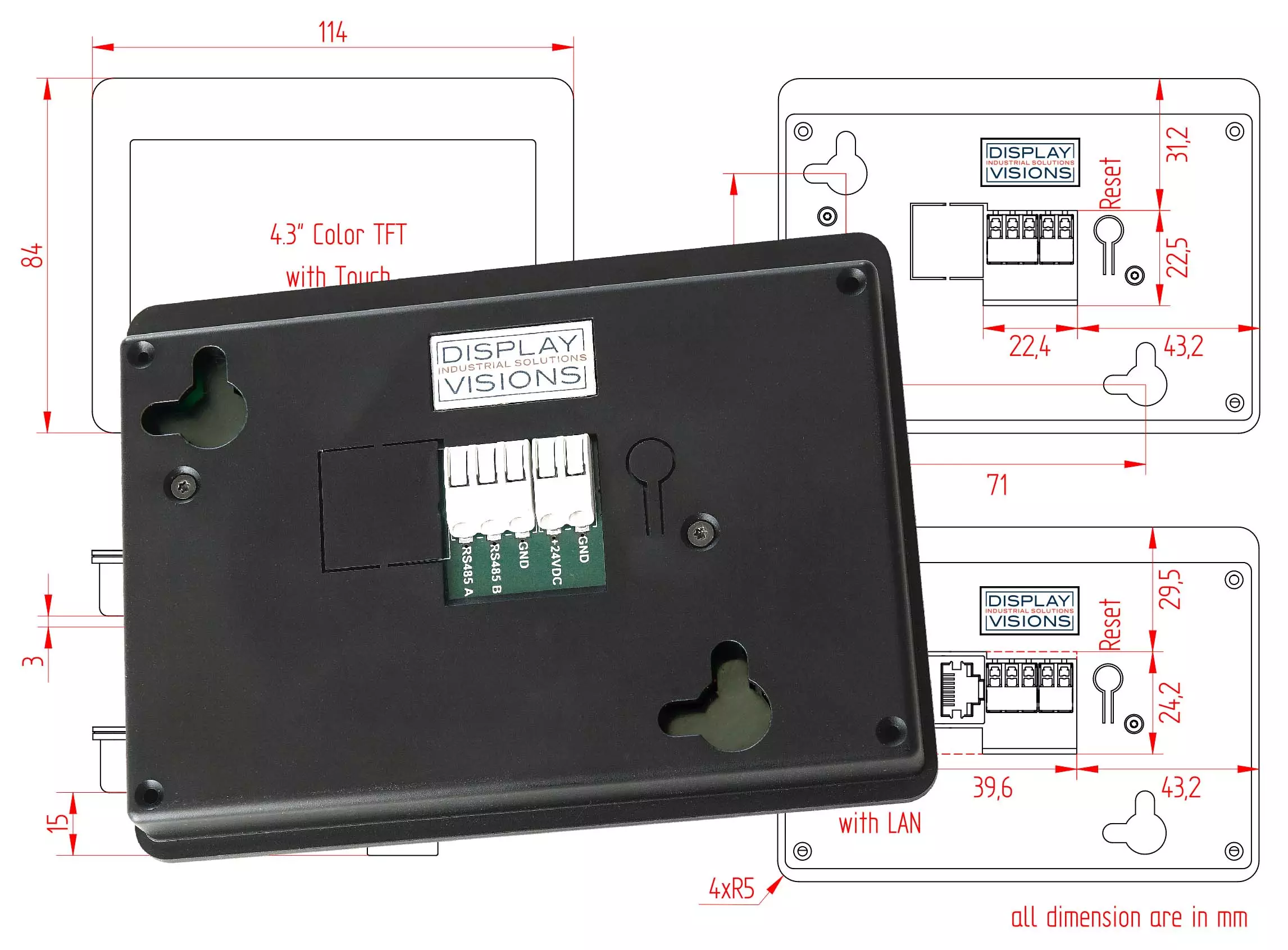 IHM avec Modbus pour le montage mural et le montage sur panneau frontal IHM avec Modbus pour le montage mural et le montage sur panneau frontal